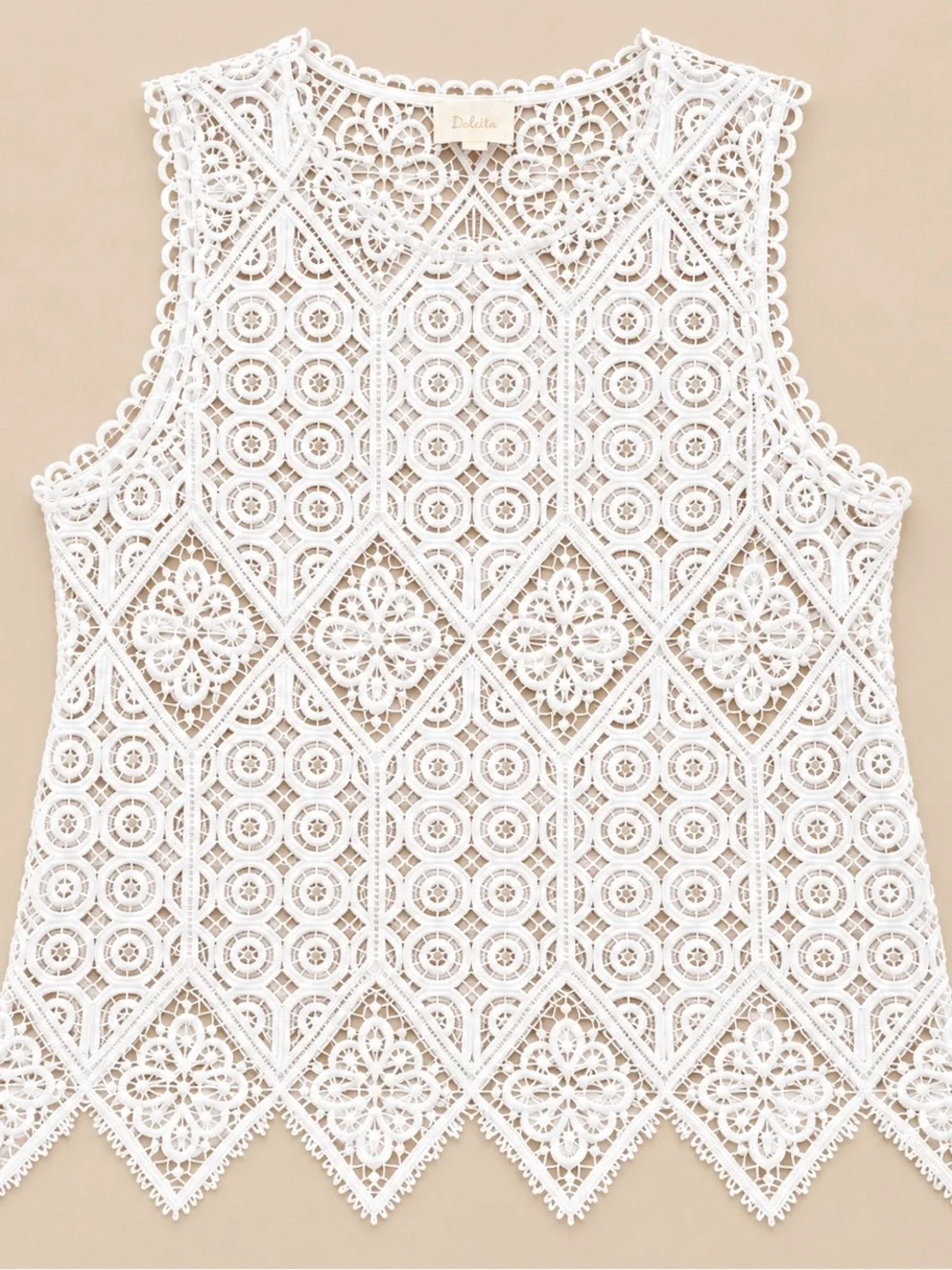 Anthropologie Deletta White Crochet Lace Tank Top